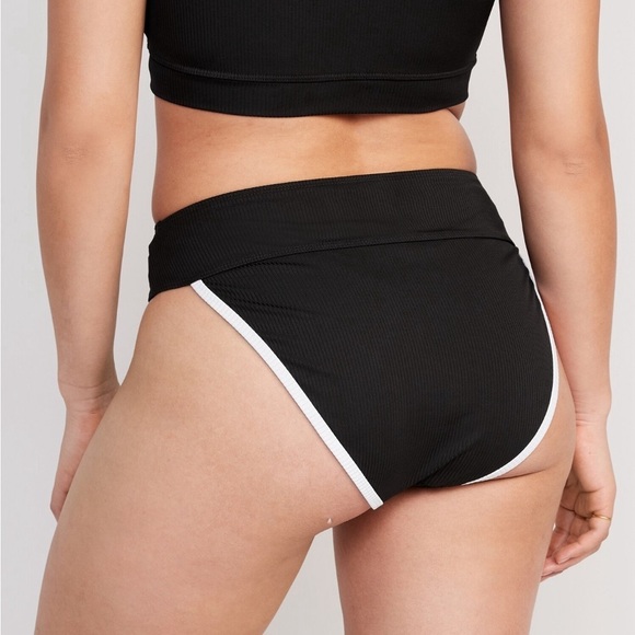 NWT! Black High-Waisted Ribbed French-Cut Bikini Swim Bottoms - Multiple Sizes 💎 - Picture 6 of 9